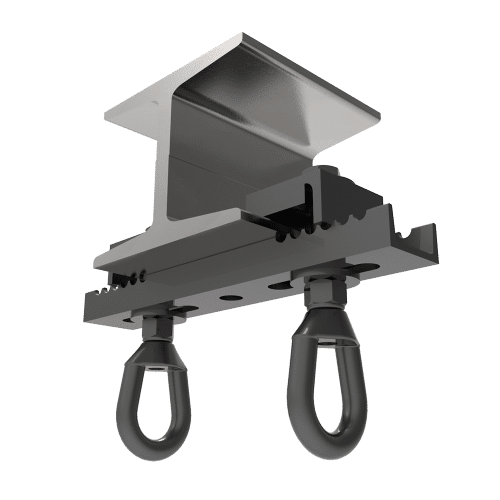 BEAM CLAMP, 3-8" DUAL HANG POINT, 1 TON W/1/2", TWO EYES